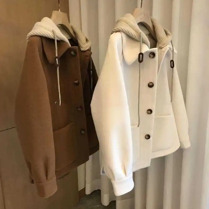 Wool Coat Peacoat - Manteau en laine à capuche pour