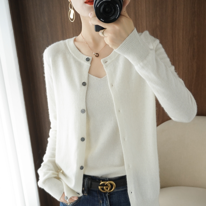 Wool Coat Peacoat - Cardigan tricoté à col ras du