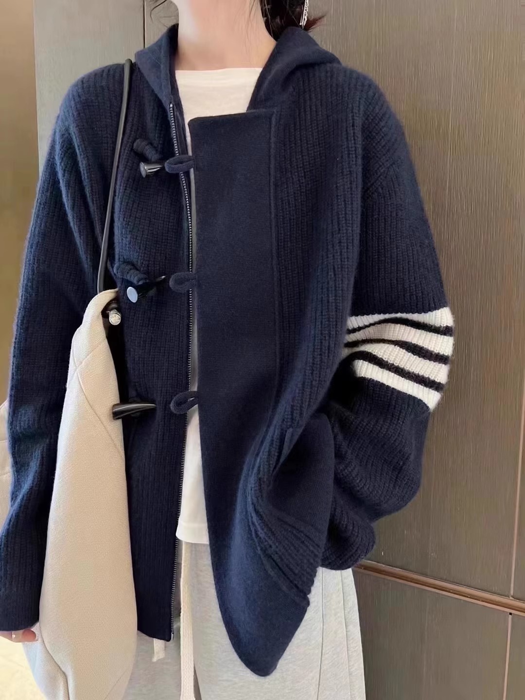TB-Cardigan tricoté à capuche  - Wool Coat Peacoat avis et prix