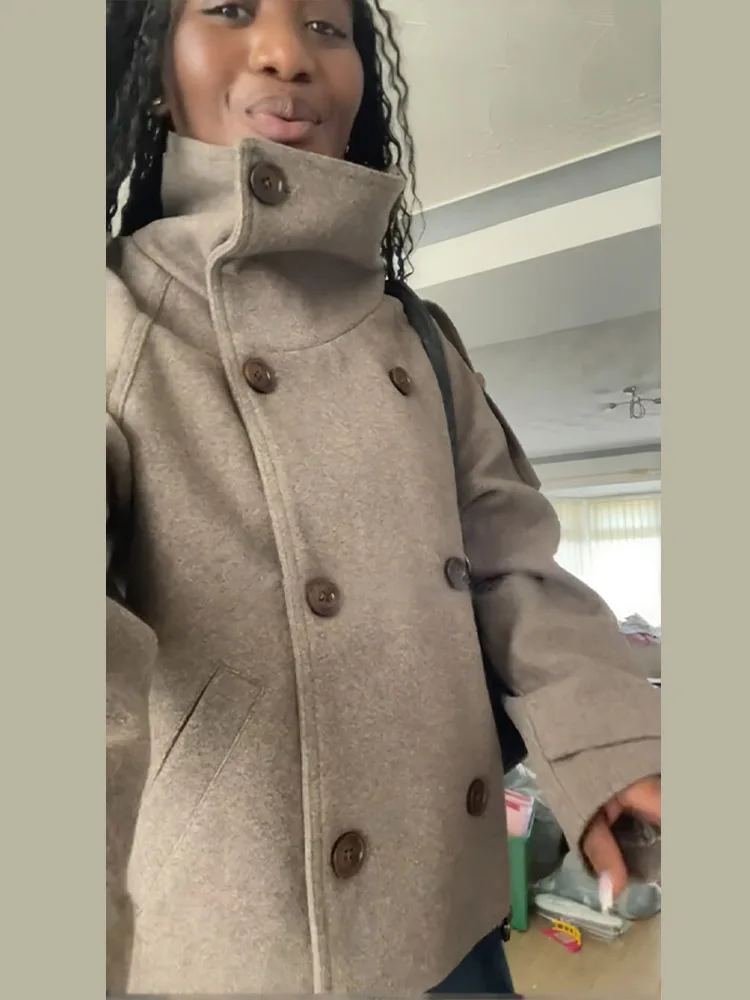 Veste Courte Marron Décontract - Wool Coat Peacoat avis et prix