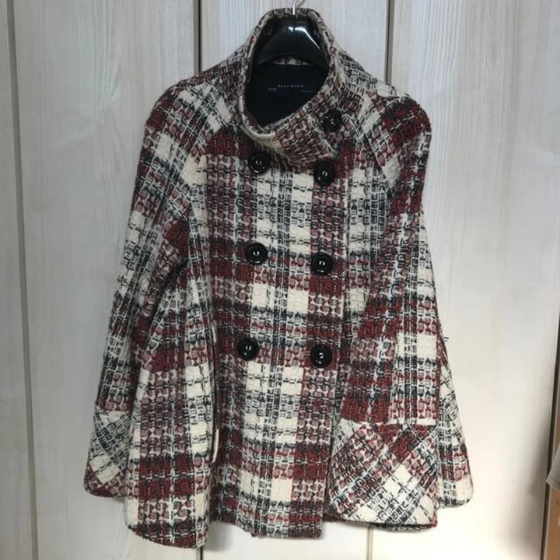 Manteau chic à carreaux chauds - Wool Coat Peacoat avis et prix
